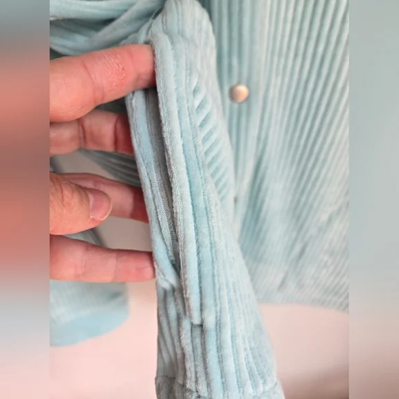 New OLSEN Light Aqua/ Mint Green Corduroy Jacket - Picture 5 of 9